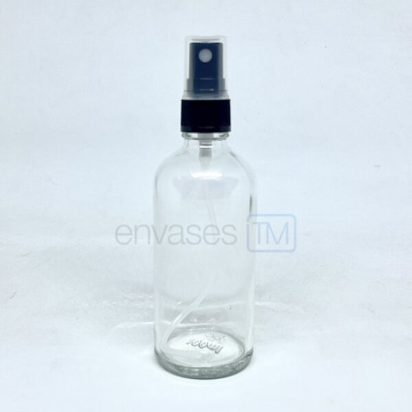 Botella 100 ml. vidrio transparente con atomizador