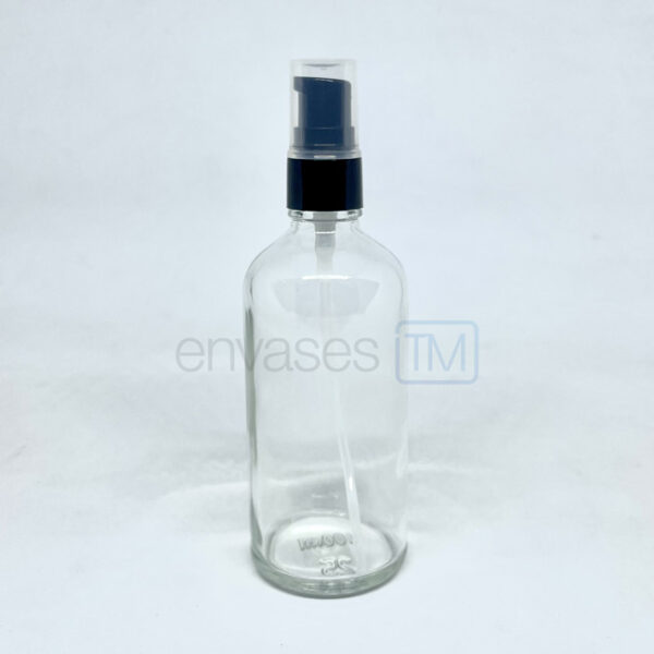 Botella 100 ml. vidrio transparente con bomba disp.
