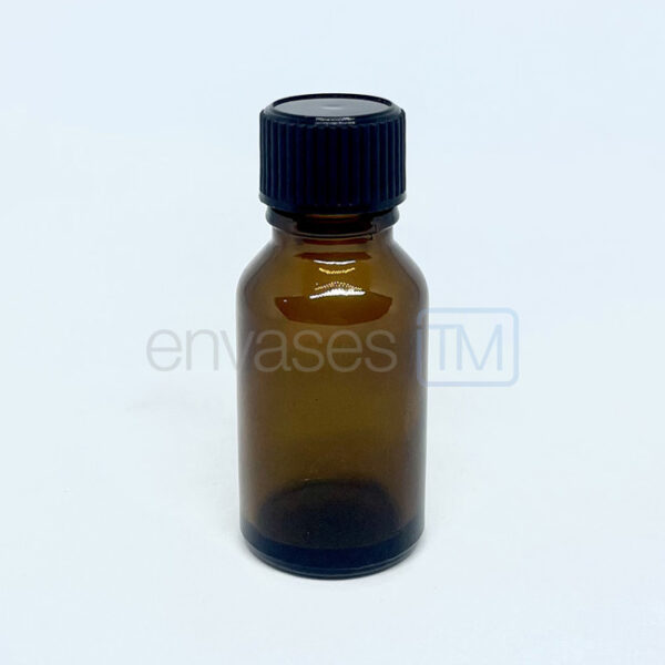 Botella 15ml. vidrio ámbar con tapa