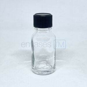 Botella 15ml. vidrio transparente con tapa