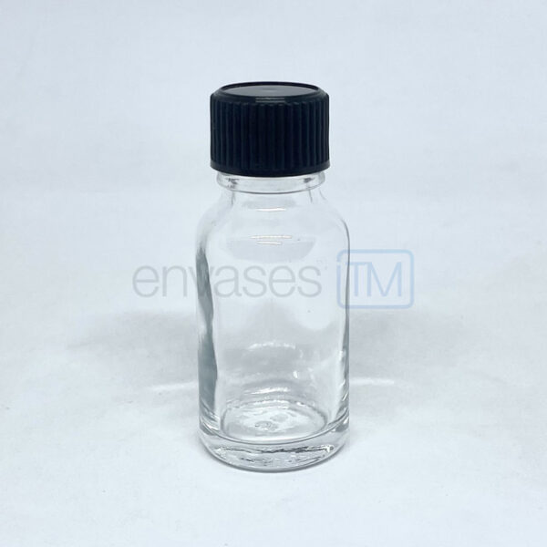 Botella 15ml. vidrio transparente con tapa