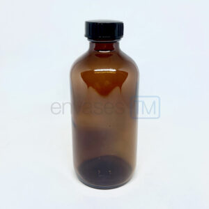 Botella 250 ml. vidrio ámbar con tapa negra cuello 28/400