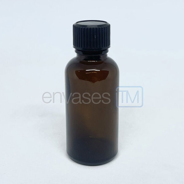 Botella 30ml vidrio ámbar con tapa
