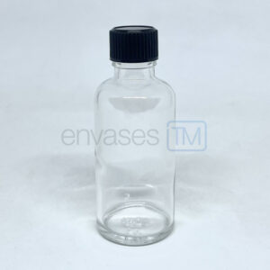 Botella 50 ml. vidrio transparente con tapa