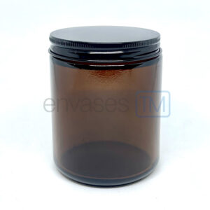 Pote 220 ml. vidrio ámbar con tapa negra
