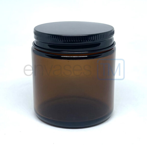 Pote 100 ml. vidrio ámbar con tapa negra