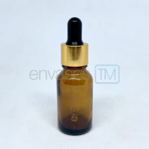 Gotario 15 ml. vidrio ambar con pipeta dorada negra